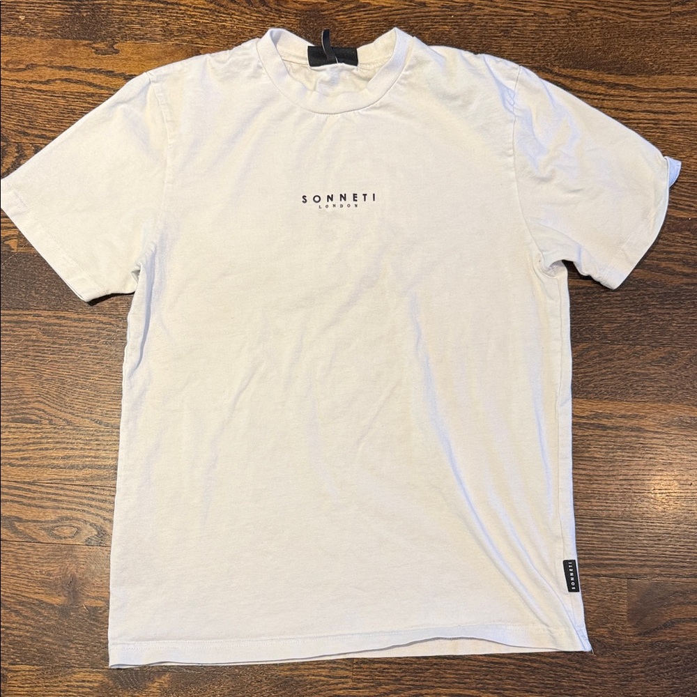 Men’s small White Logo Sonneti Crew Neck T-Shirt for Men